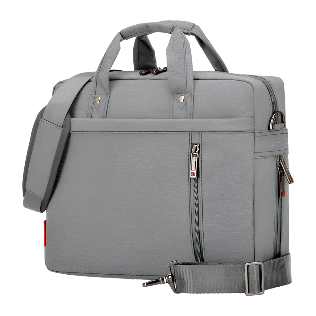 Gray shoulder bag.